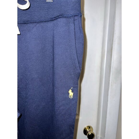 POLO RALPH LAUREN Womens Navy Sweatpants Sz S Yellow Pony Drawstring Pockets - Picture 5 of 14